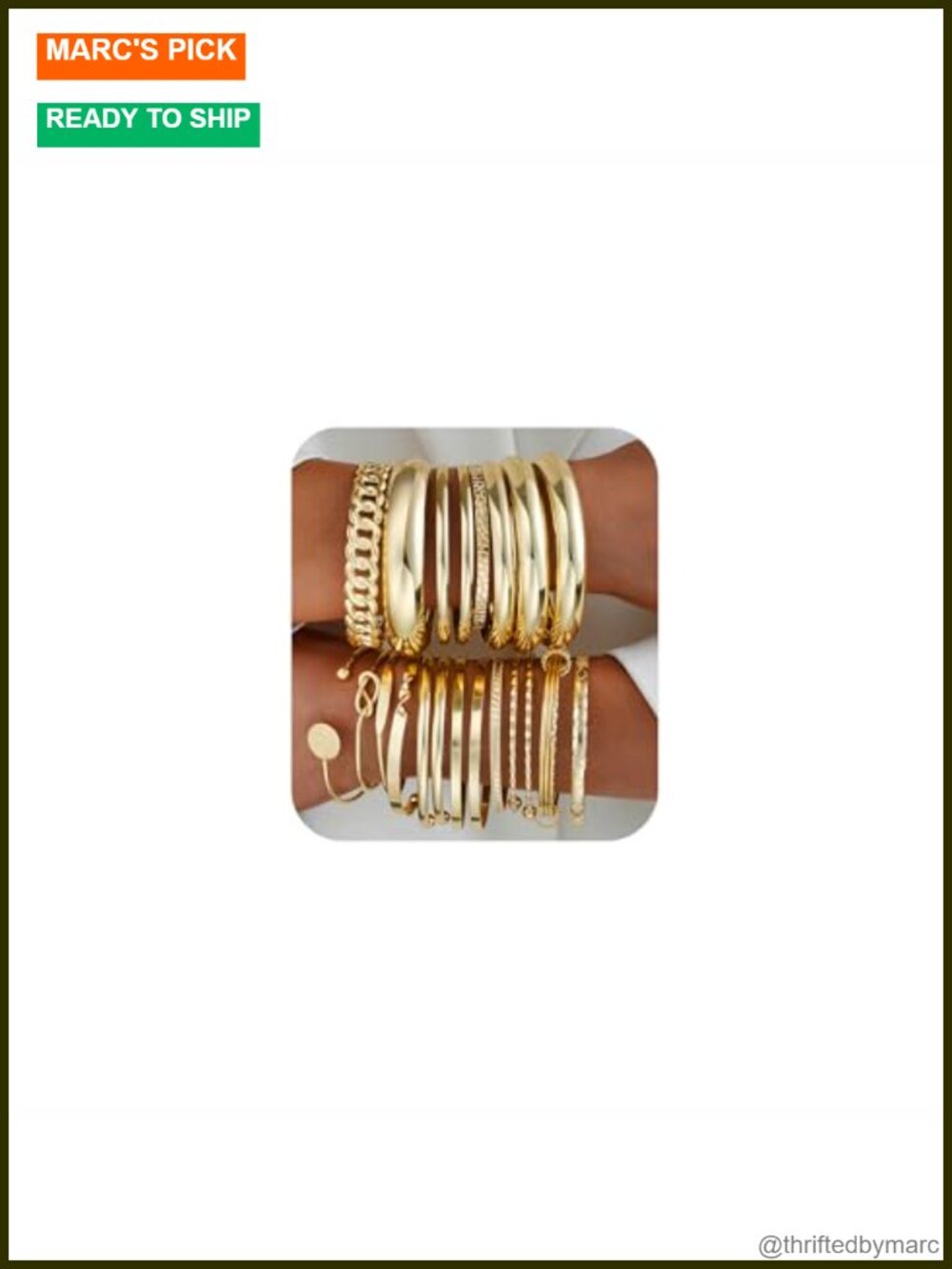 Gold Plated Bangle Bracelet Set 19pc Stackable Textured Women Jewelry